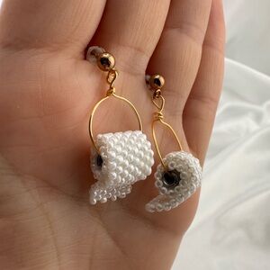 Toilet paper White Earrings